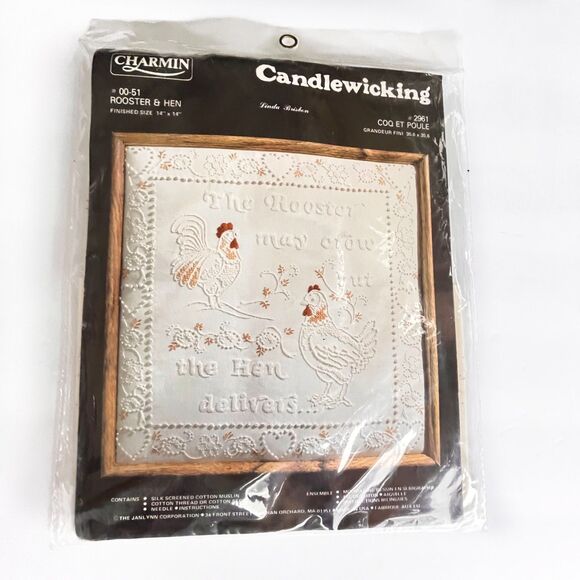 JANLYNN Charmin Candlewicking Rooster & Hen 00-51 2961 Candlewicking Kit - Picture 1 of 4